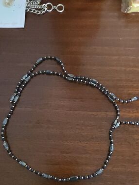 Hematite Beaded Necklace - Faceted Gunmetal Shine